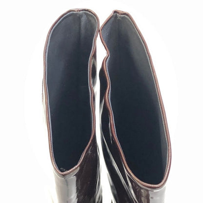 シャネル パテントレザー ロングブーツ ココマーク ブラウン レディース サイズ39C CHANEL 約25.5cm【AFC47】