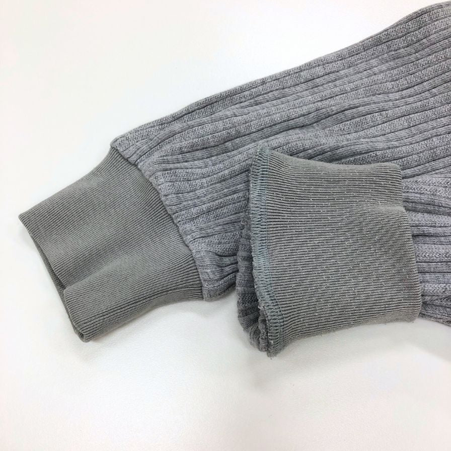 美品◆クリスチャン ディオール セーター 刺繍 コットン リブ ニット クルーネック グレー レディース サイズM Christian Dior 【AFB6】