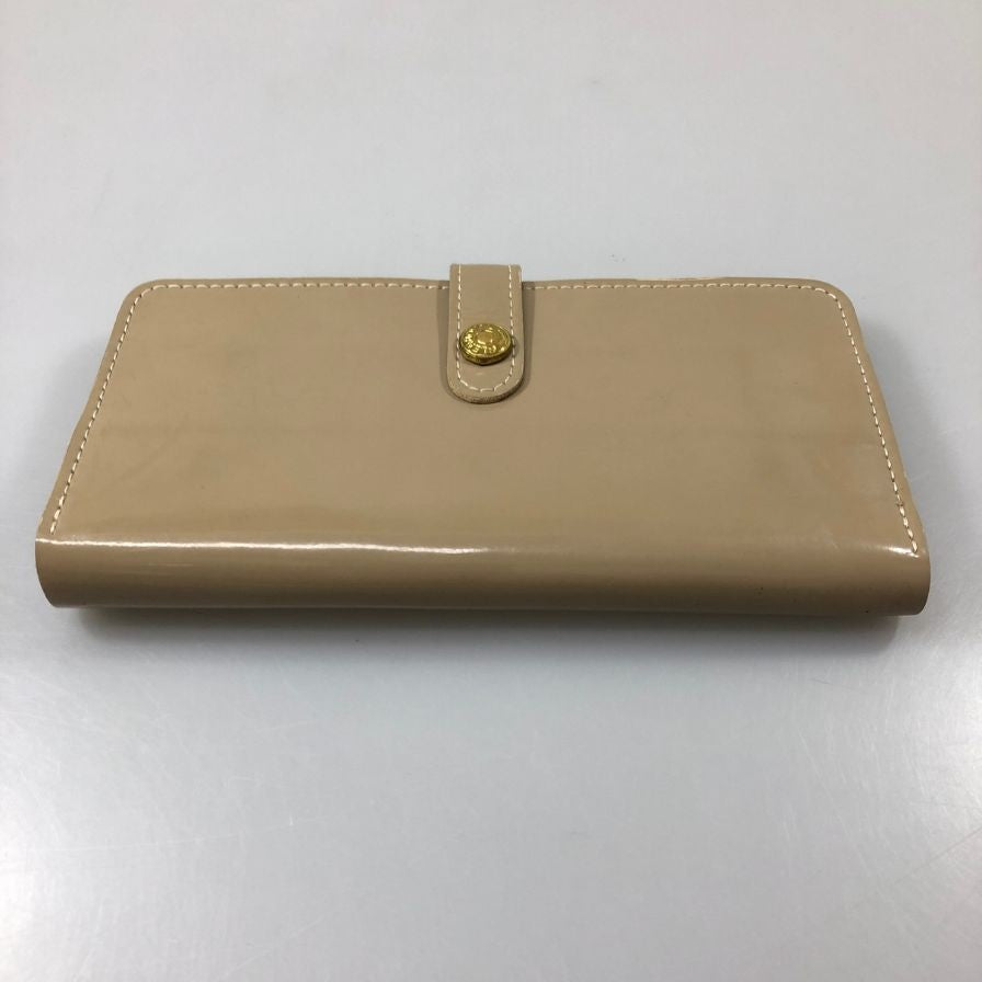 グレンロイヤル 長財布 二つ折り財布 フラップボタン エナメル×ブライドルレザー グレー ゴールド金具 GLENROYAL【AFI1】