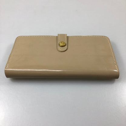 グレンロイヤル 長財布 二つ折り財布 フラップボタン エナメル×ブライドルレザー グレー ゴールド金具 GLENROYAL【AFI1】