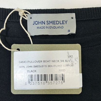 新品同様◆ジョンスメドレー ニットバスクTシャツ サイズM ブラック JOHN SMEDLEY 【AFB32】