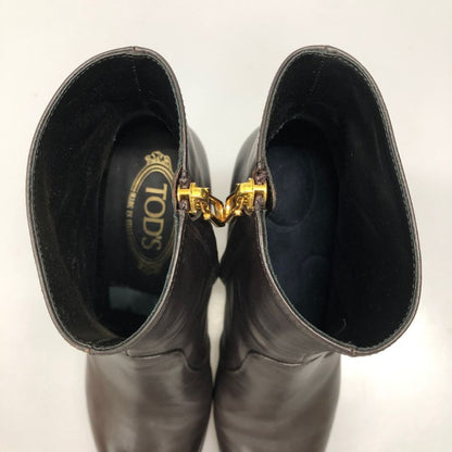 トッズ ブーツ サイドジップ ハイヒール カーフ レディース ブラック サイズ37 TOD'S 約23.5cm【AFD1】