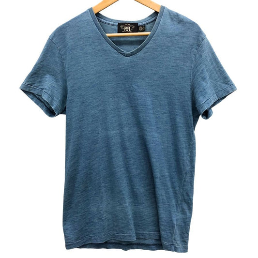 美品◆ダブルアールエル ラルフローレン 半袖Tシャツ Vネック ブルー メンズ サイズS RRL RALPH LAUREN 【AFB46】
