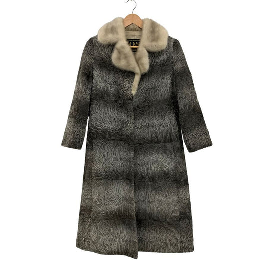 オズファー ロングコート ラムファー 襟元サファイアミンク グレー系 レディース サイズ不明 OS FUR【AFA3】