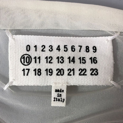 中古◆メゾンマルジェラ カットソー シアー 刺繍 長袖 メッシュ 透け スリム 10 ホワイト メンズ Maison Margiela 【AFB41】