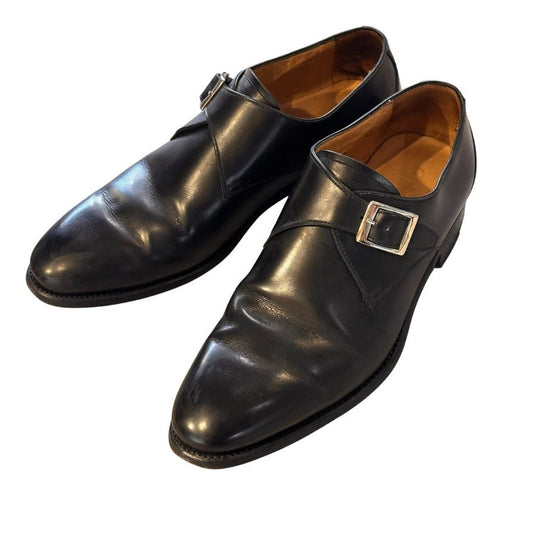 カルロスサントス レザーシューズ シングルモンク ブラック カーフ サイズUK6.5 メンズ CARLOS SANTOS ビジネスシューズ 約25.0cm【LA】【中古】