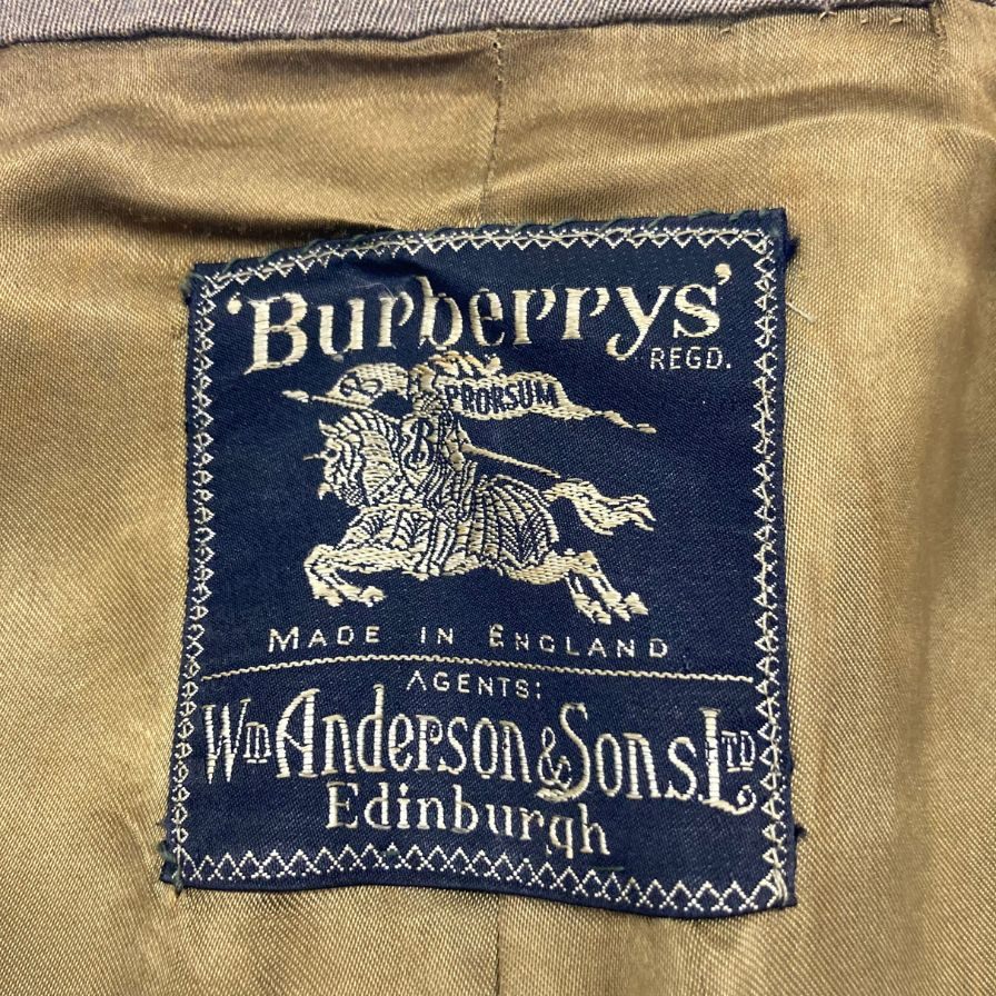 バーバリー バルカラーコート オールド 2枚袖 イングランド製 メンズ カーキ サイズL程度 Burberrys WM anderson【LA】