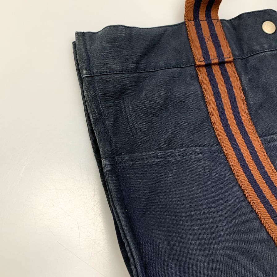 エルメス ハンドバッグ フールトゥー MM キャンバス ハンドバッグ レディース ネイビー  HERMES【AFE10】