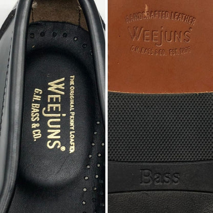 ジーエイチバス ローファー ウィージャンズ ラーソン サイズ8.0 メンズ ブラック ホワイト G.H.Bass&Co. WEEJUNS LARSON ローファー 約26.5cm【LA】【中古】