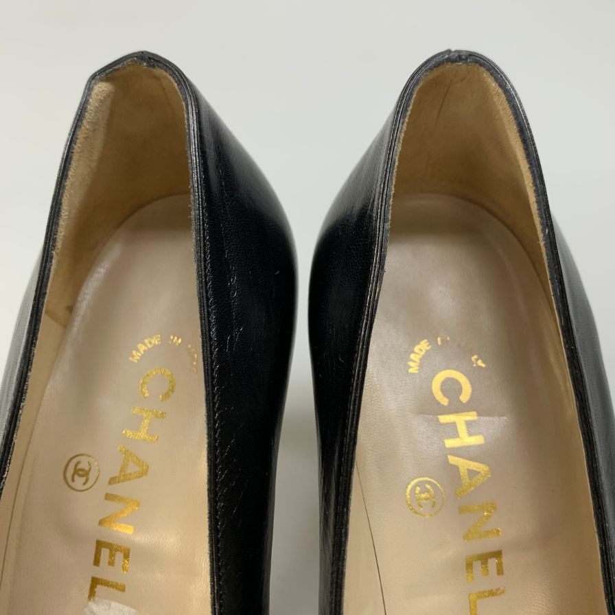 シャネル CCロゴ パンプス レディース サイズ 37.5 ブラック CHANEL 約24.5cm【AFC47】