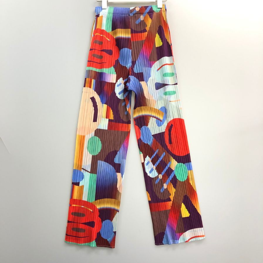 プリーツプリーズ パンツ PP61JF704 イッセイミヤケ ポリエステル 総柄 マルチカラー サイズ5 PLEATS PLEASE 【AFB43】