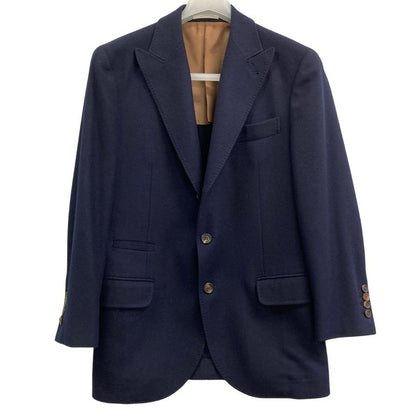 美品◆ブルネロクチネリ 3B テーラードジャケット ウール カシミヤ混 メンズ サイズ44 ネイビー Brunello Cucinelli 【AFB46】