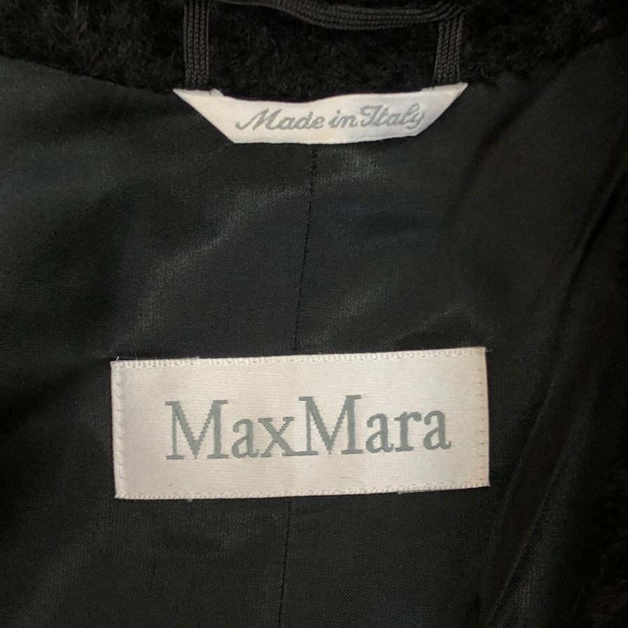 美品◆マックスマーラ コート アルパカ×ウール サイズ42  ブラック レディース  旧白タグ Max Mara 【AFA11】
