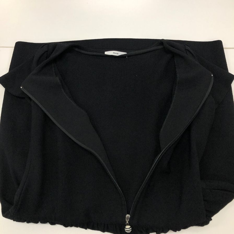 美品◆ルネ ワンピース 半袖 レーヨン フレア 6622510 ブラック レディース サイズ38 Rene 【AFB4】