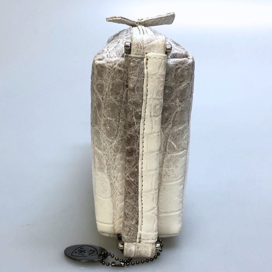 ノーブランド クラッチバッグ JRA鑑定品 クロコダイル レザー 手持ち セカンド グレー【AFE3】