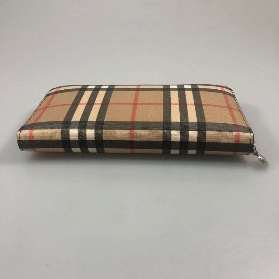 バーバリー ラウンドファスナー PVC×レザー 長財布 チェック柄 BURBERRY【AFB55】