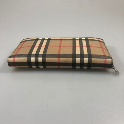 バーバリー ラウンドファスナー PVC×レザー 長財布 チェック柄 BURBERRY【AFB55】