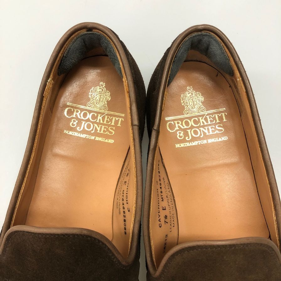 クロケット&ジョーンズ レザーシューズ タッセル ローファー スエード キャベンディッシュ3 ブラウン サイズUK7E CROCKETT&JONES CAVENDISH3 ローファー 約26.5cm【LA】【中古】
