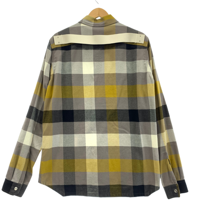 Good Condition ◆ Rick Owens Long Sleeve Shirt RU01B1729-CP Check Outer Yellow x Gray Size 48 Rick Owens Men's [AFB39] 