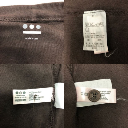 美品◆スリードッツ コットン カーディガン USA製 ブラウン メンズ サイズT1 THREE DOTS 【AFB43】
