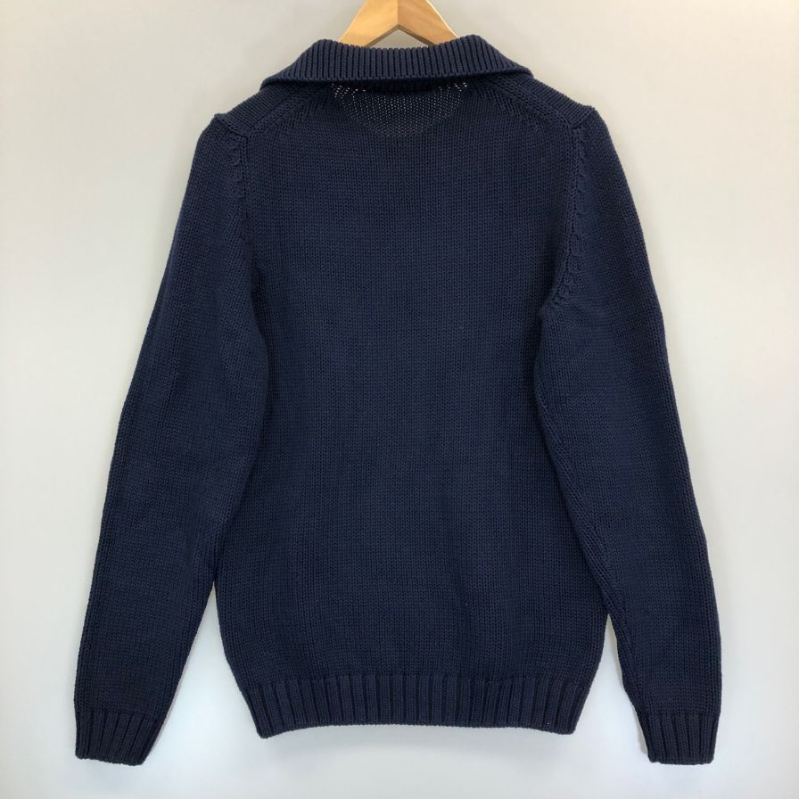 美品◆ザノーネ ニット 厚手 襟付き メンズ ネイビー サイズ50 ZANONE 【AFB28】