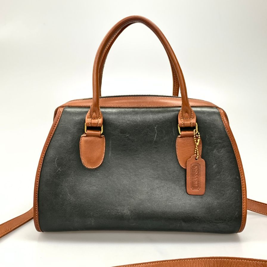 コーチ ハンドバッグ ショルダーバッグ オールドコーチ 2WAY レザー ブラウン×グリーン COACH【AFE9】