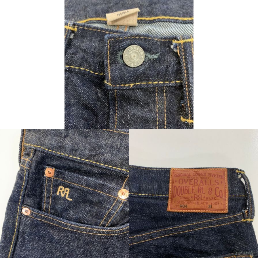 ダブルアールエル ラルフローレン デニムパンツ ストレート セルビッチ 革パッチ LOT R84 ボタンフライ グレー メンズ サイズ W31 L30 RRL RALPH LAUREN 【AFB6】