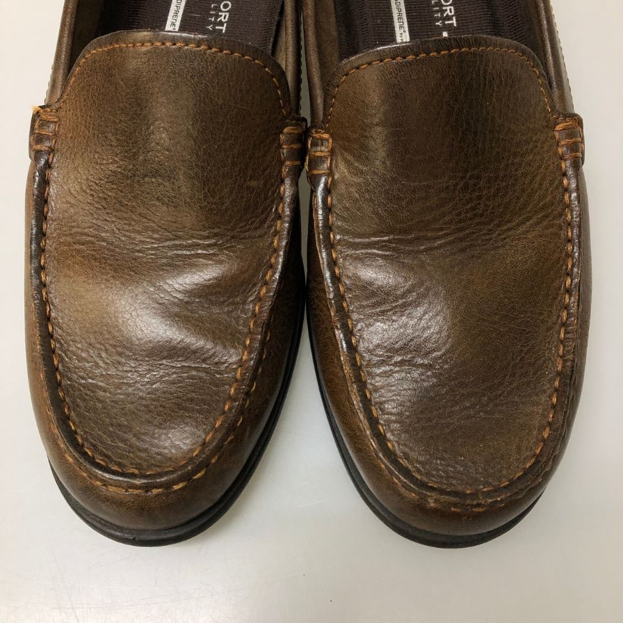 ロックポート ローファー V76694 Uチップ グレインレザー メンズ サイズ25 ブラウン Rockport 約25.0cm【AFC41】