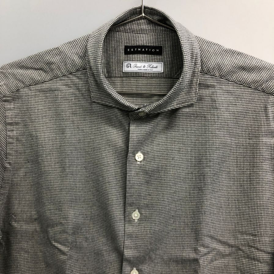 極美品◆エストネーション 長袖シャツ チェック Grandi & Rubinelli グレー系 メンズ サイズXL ESTNATION 【AFB38】