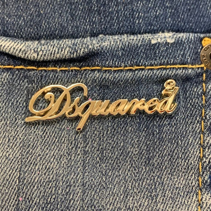 ディースクエアード  デニムパンツ cool girl jean S75LA0628 ロゴ金具 ペイント加工 クラッシュ加工 コットン ポリウレタン ブルー系 レディース サイズ40 DSQUARED2 【AFB30】