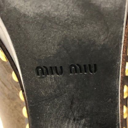 ミュウミュウ サボサンダル チャンキーヒール ムートン 内ボア ブラウン レディース サイズ36 MIUMIU 約22.5cm【AFC41-2】