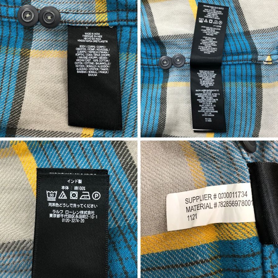 美品◆ダブルアールエル チェックシャツ サイズL ワンスター メンズ サイズL RALPH LAUREN RRL 【AFB48】