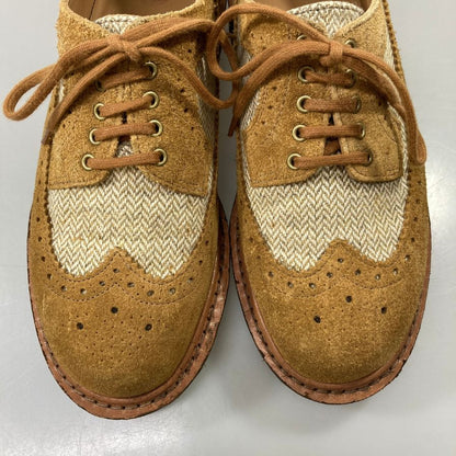 ドクターマーチン 3989 ウイングチップ スエード ヘリンボーン生地コンビ ブラウン サイズUK6 Dr. Martens 約25.0cm【AFC41】