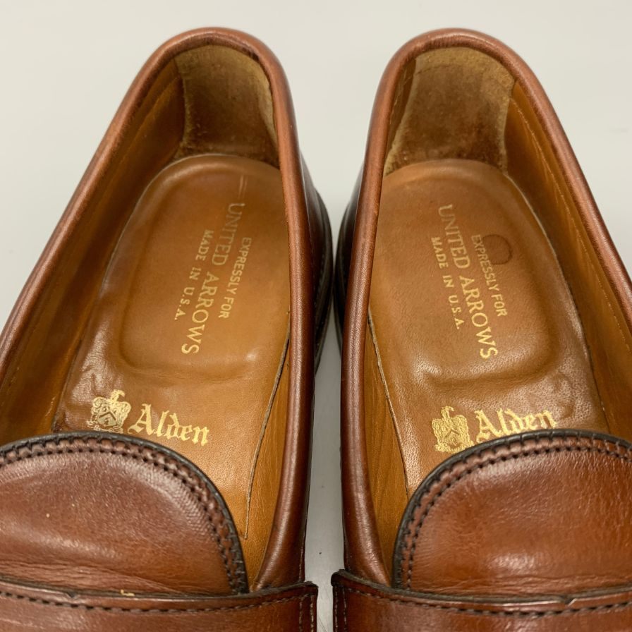 オールデン ユナイテッドアローズ コインローファー レザー 別注 ブラウン メンズ サイズ6 Alden UNITED ARROWS ローファー 約24.0cm【LA】【中古】