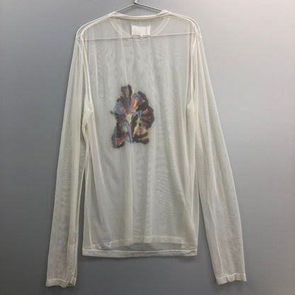 中古◆メゾンマルジェラ カットソー シアー 刺繍 長袖 メッシュ 透け スリム 10 ホワイト メンズ Maison Margiela 【AFB41】