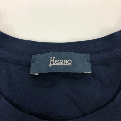 美品◆ヘルノ クルーネック コットン シャツ メンズ サイズ 44 ネイビー HERNO 【AFB38】