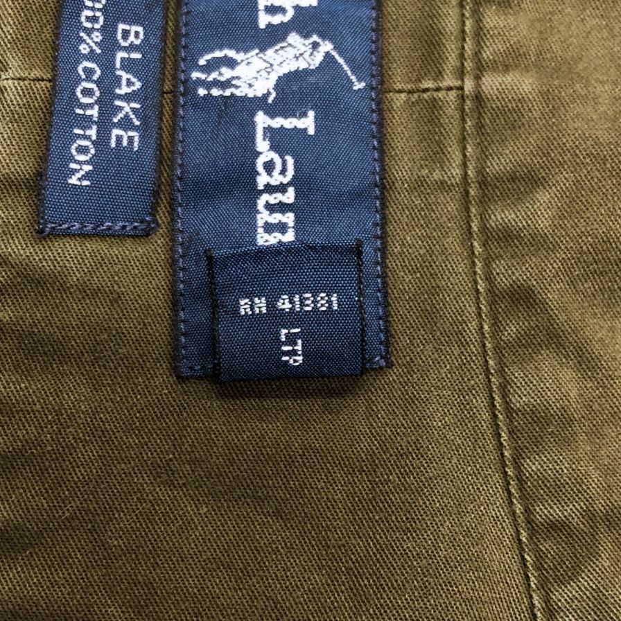 中古◆ラルフローレン 90S 長袖シャツ カーキ メンズ サイズXXL Ralph Lauren 【AFB41】