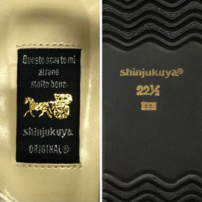 新宿屋 レザースサンダル レザー×パイソン 4500-545 22.5cm レディース アイボリー shinjukuya 約22.5cm【7-8】
