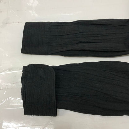 極美品◆ジョルジオ アルマーニ ノーカラー 長袖シャツ ストライプ織柄 ブラック サイズM GIORGIO ARMANI 【AFB12】
