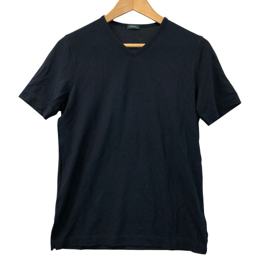 中古◆ザノーネ アイスコットン Vネック Tシャツ メンズ サイズ 44 ネイビー ZANONE 【AFB38】