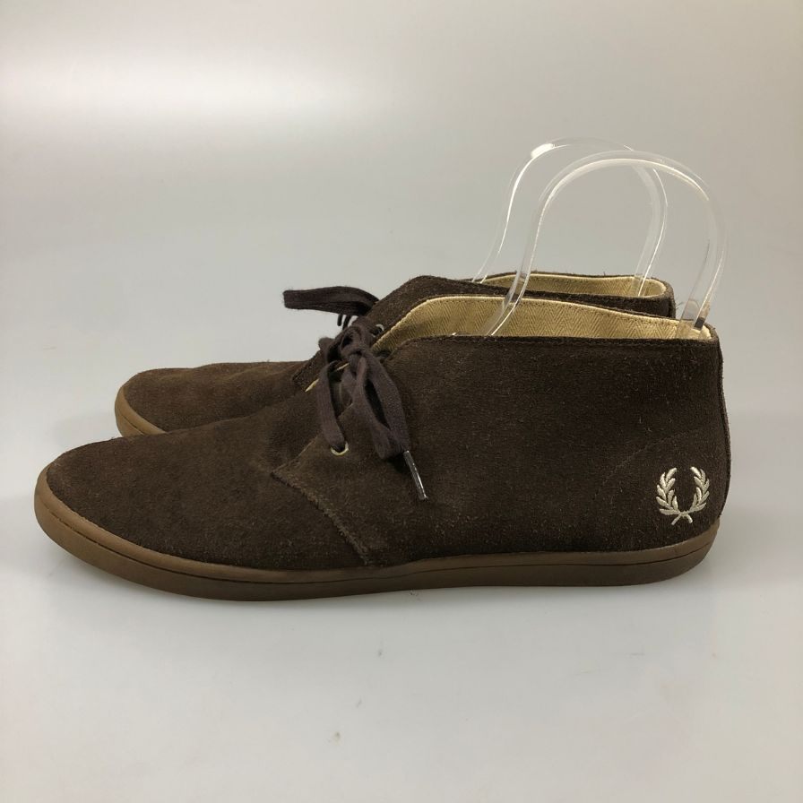 フレッドペリー スニーカー ミッドカット チャッカ スエード 刺繍 ブラウン メンズ サイズ27cm FRED PERRY 約27.0cm【AFC53】