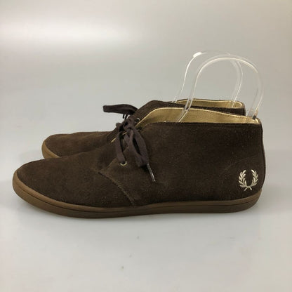 フレッドペリー スニーカー ミッドカット チャッカ スエード 刺繍 ブラウン メンズ サイズ27cm FRED PERRY 約27.0cm【AFC53】