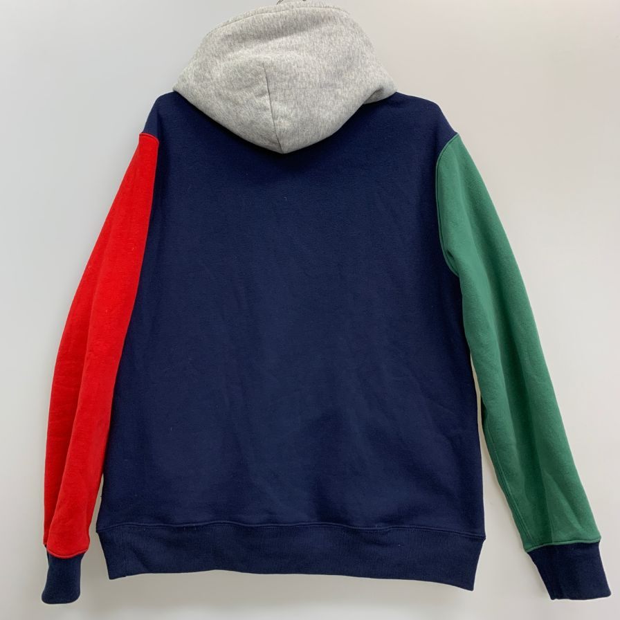 中古◆ポロ ラルフローレン 国内正規 ポロベア プルオーバー パーカー トリコカラー メンズ サイズM ネイビー  Polo Ralph Lauren 【AFB43】