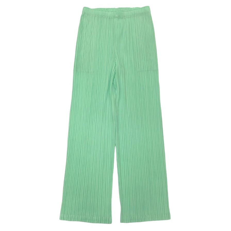 プリーツプリーズ イッセイミヤケ プリーツパンツ ストレートパンツ PP51JF155 サイズ4 レディース グリーン PLEATS PLEASE ISSEY MIYAKE 【AFB39】