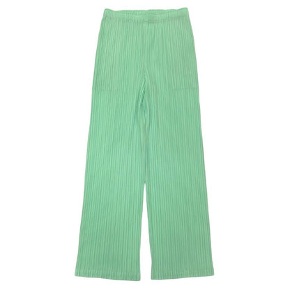 プリーツプリーズ イッセイミヤケ プリーツパンツ ストレートパンツ PP51JF155 サイズ4 レディース グリーン PLEATS PLEASE ISSEY MIYAKE 【AFB39】
