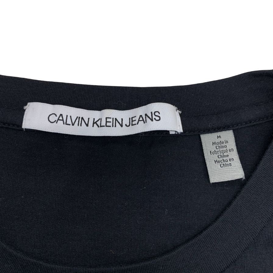 美品◆カルバンクラインジーンズ Tシャツ ボックスロゴ コットン サイズM メンズ ブラック シルバー Calvin Klein Jeans 【AFB51】
