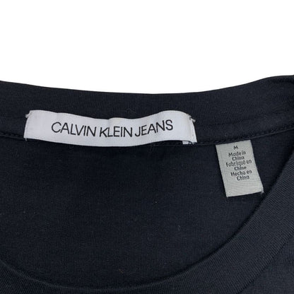 美品◆カルバンクラインジーンズ Tシャツ ボックスロゴ コットン サイズM メンズ ブラック シルバー Calvin Klein Jeans 【AFB51】