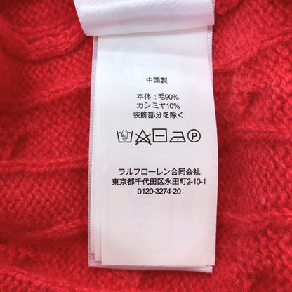 極美品◆ポロ ラルフローレン セーター ケーブル ニット ウール カシミア 刺繍 ロゴ ピンク レディース サイズXS POLO RALPH LAUREN 【AFB6】