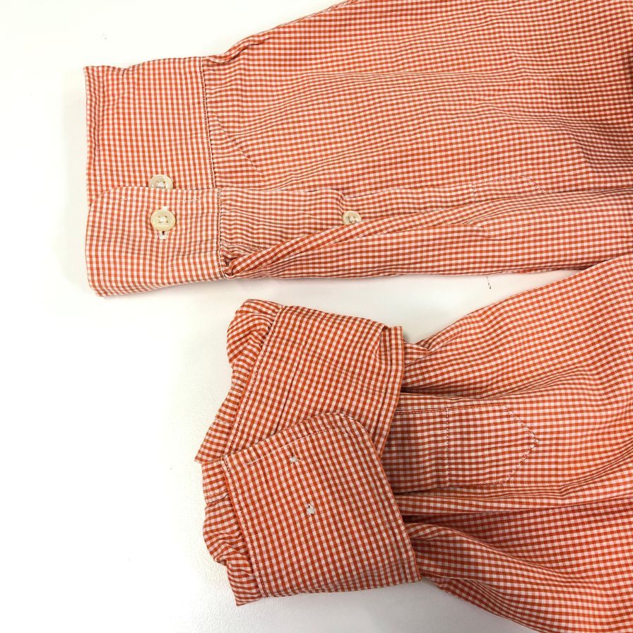 極美品◆ラルフローレン ボタンダウンシャツ 90S オールド チェック オレンジ系 メンズ サイズ18 Ralph Lauren 【AFB5】