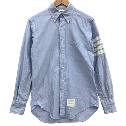 中古◆トムブラウン オックスフォードシャツ 袖プリント ボタンダウン コットン 長袖 L/S ブルー メンズ サイズ1 THOM BROWNE 【AFB9】